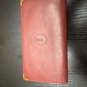 Cartier Red and Yellow Leather Wallet with Embossed Logo